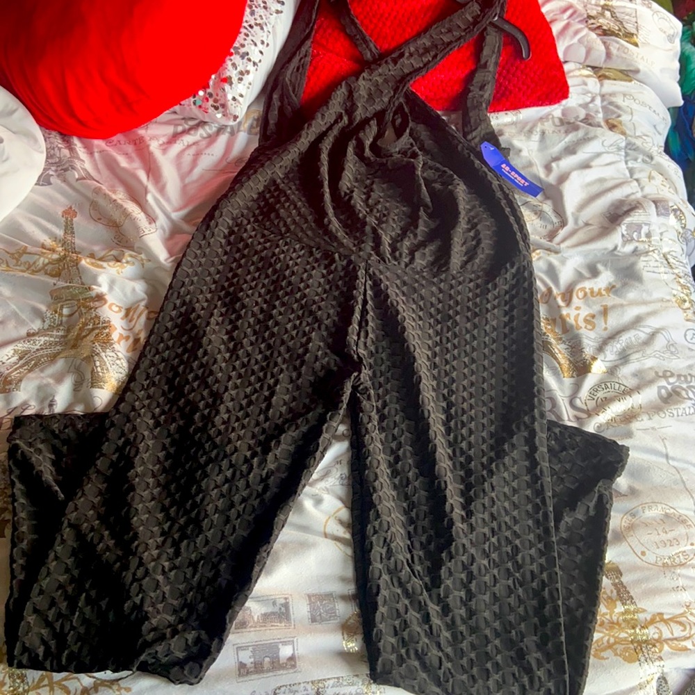 AQ Sport Long Black Jumpsuit Size 2X